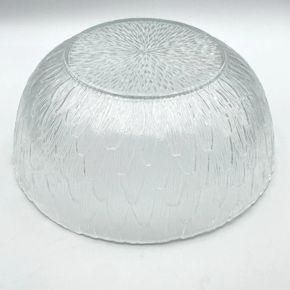 Vintage 1970s Arcoroc Marguerite Clear Glass Sunflower‎ Salad Bowl 10.5
